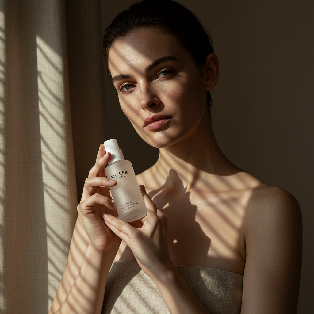 Nordic minimalist skincare editorial campaign example